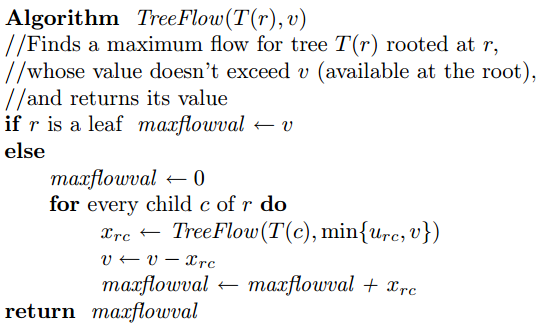 有根树流量的伪代码